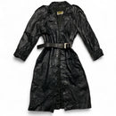 Phase2  Black 70’s. 80’s  vintage Leather Long Trench Coat (M)