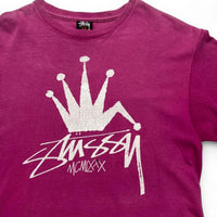 Stussy Pink and White Crown T Shirt (M)