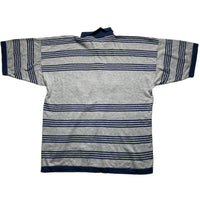 Iceberg Vintage 90’s Striped Grey and Navy Flags Polo Shirt (XL)