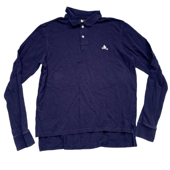 Money Clothing Navy and White Long Sleeve Polo Shirt (M)
