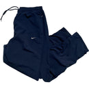 Nike Navy and White Double Swoosh Shell Trackpant Nylon Bottoms (M)