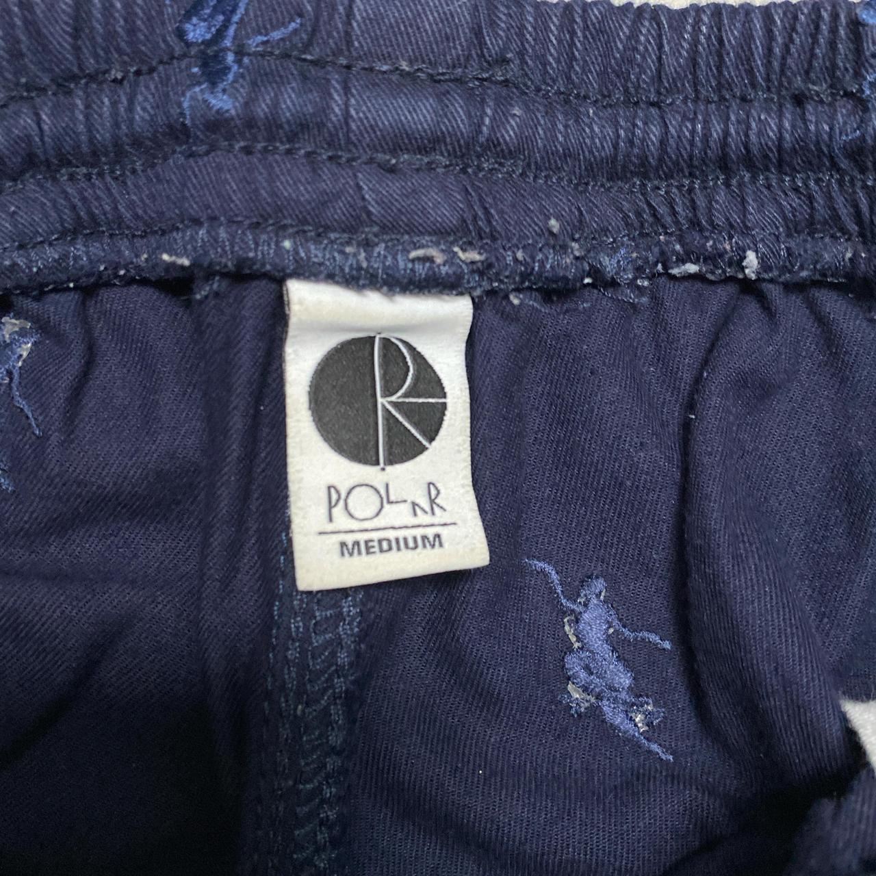 Polar Skate Co Navy and Blue Skater Repeat Embroidery Casual Baggy Lightweight Trousers (S)