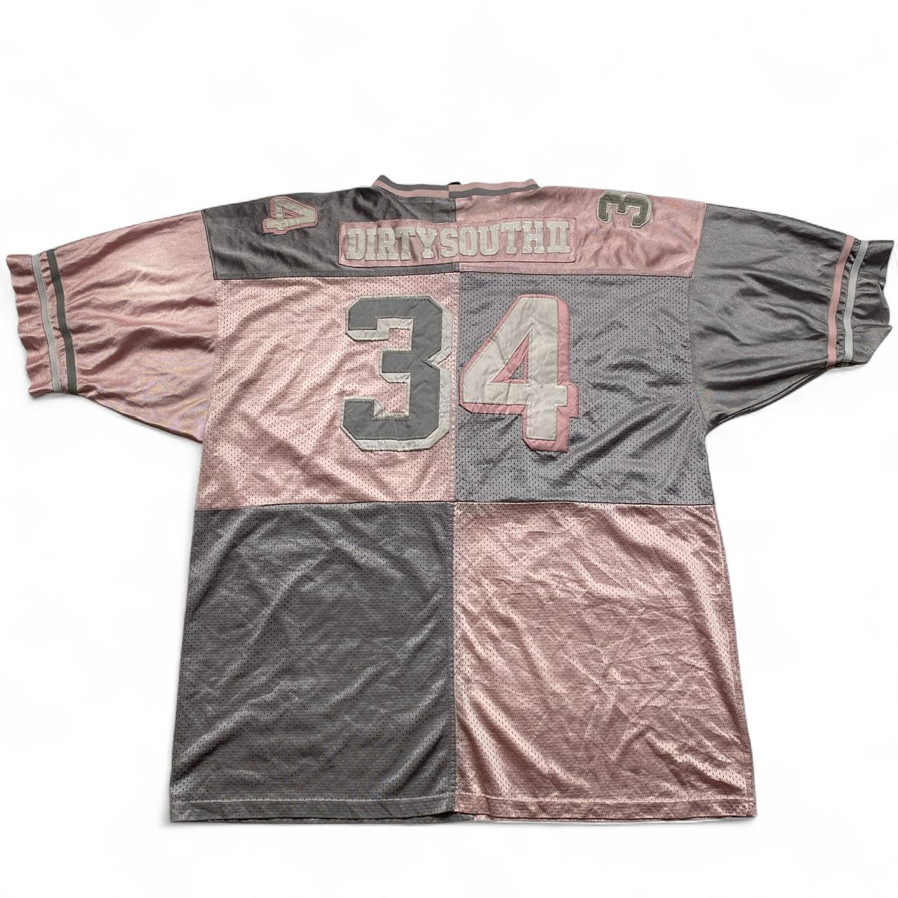 Dirty South Vintage 90’s y2k Pink White and Grey Football Jersey (3XL)