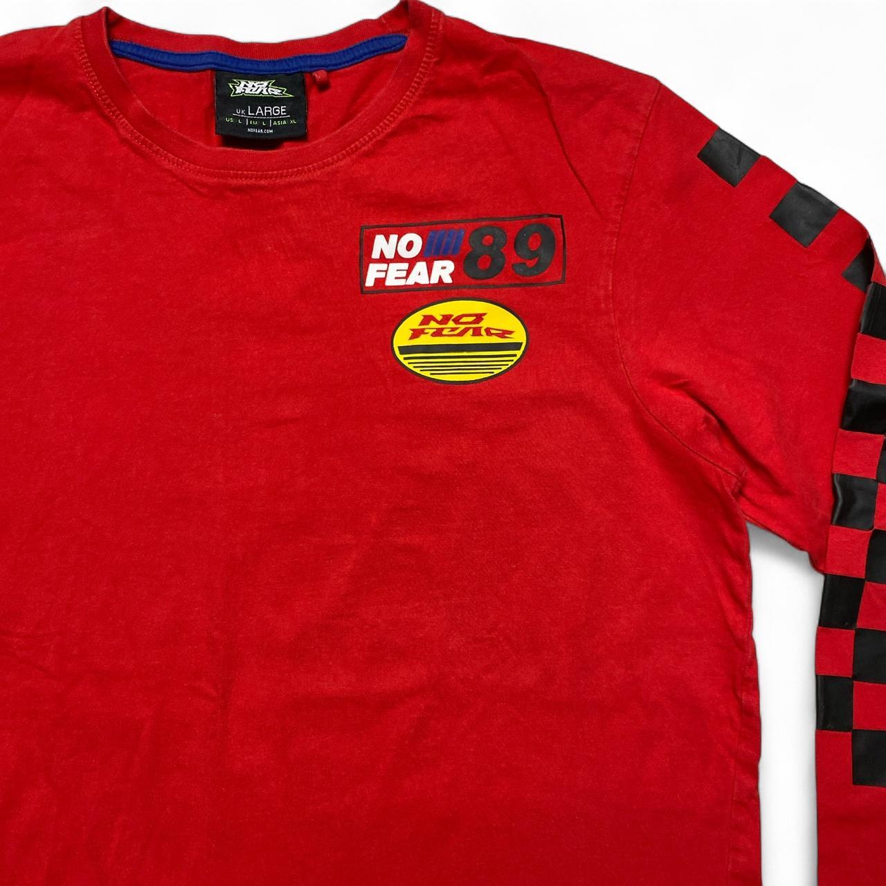 No Fear Long Sleeve Red and Black Racing Long Sleeve T Shirt (L)