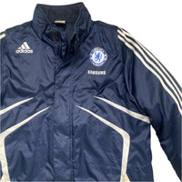 Chelsea Adidas Climawarm Padded Parka Long Coat Jacket Navy and White (L)