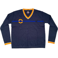 Navy and Orange V Neck Jumper workwear (L)