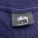 Stussy Navy and Cream White Long Sleeve T Shirt (S)