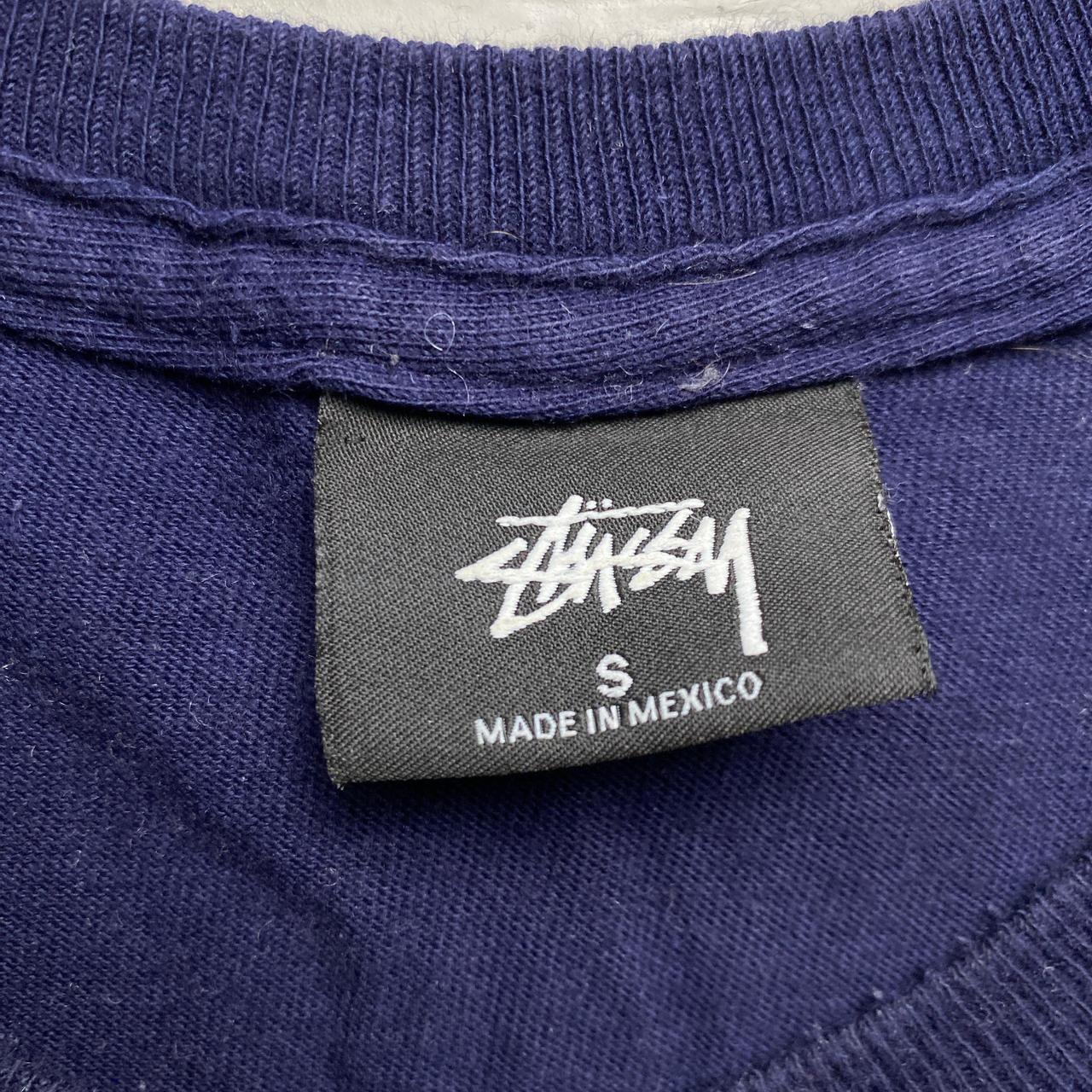 Stussy Navy and Cream White Long Sleeve T Shirt