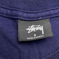 Stussy Navy and Cream White Long Sleeve T Shirt (S)