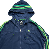Adidas Performance Essentials Navy and Tri Green Hoodie (L)