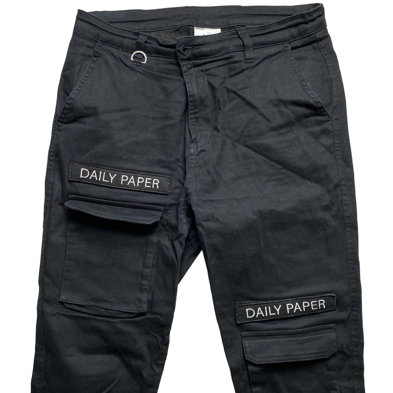 Daily Paper Black and White Velcro Cargo Combat Trousers (L)
