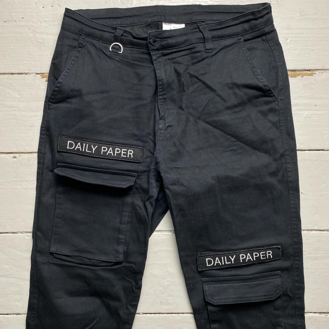 Daily Paper Black and White Velcro Cargo Combat Trousers