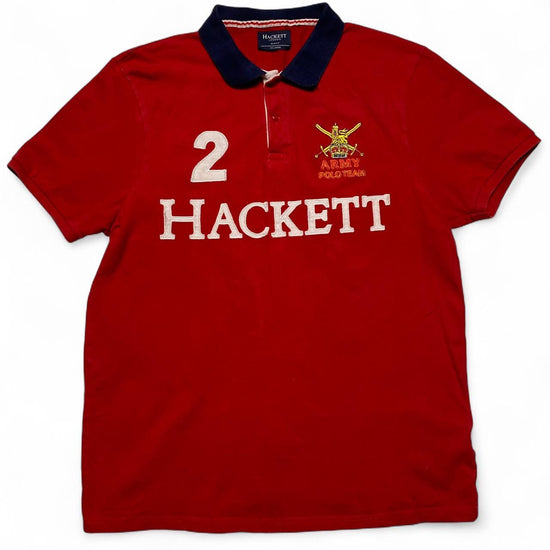 Hackett London Army Polo Team Vintage Polo Shirt Red and White (L)