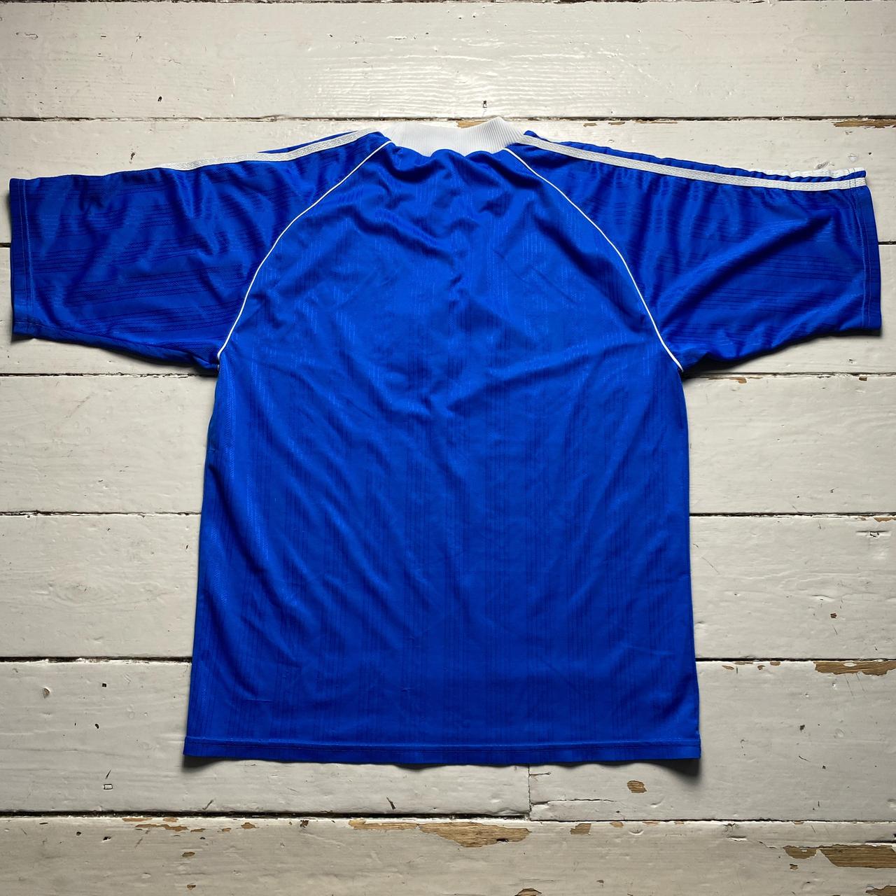 Adidas Vintage Blue and White Football Jersey T Shirt