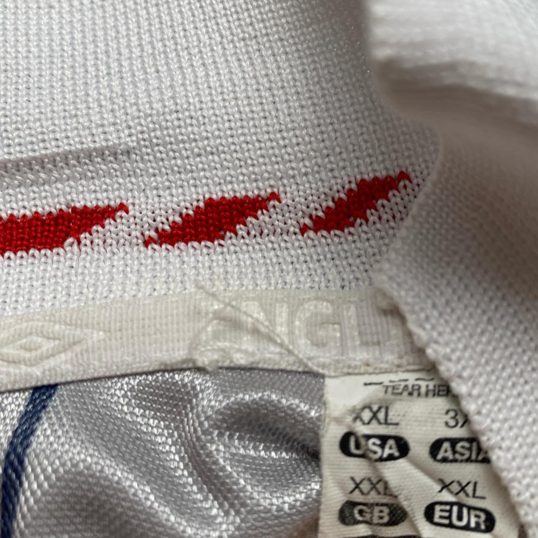 England Umbro Vintage Football Jersey White Navy and Red (2XL)