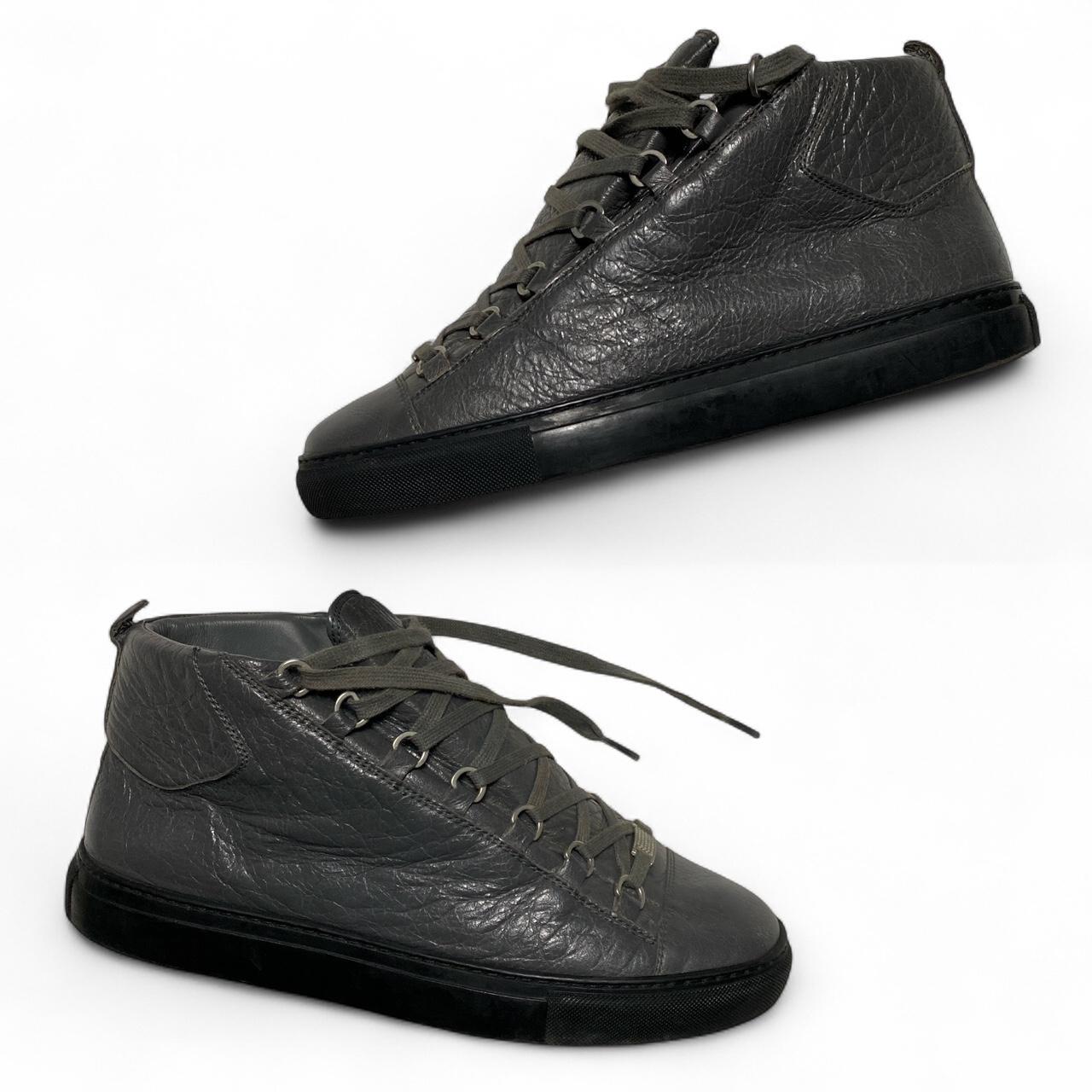 Balenciaga Arena Grey Leather and Black High Top Trainers