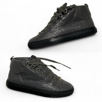 Balenciaga Arena Grey Leather and Black High Top Trainers
