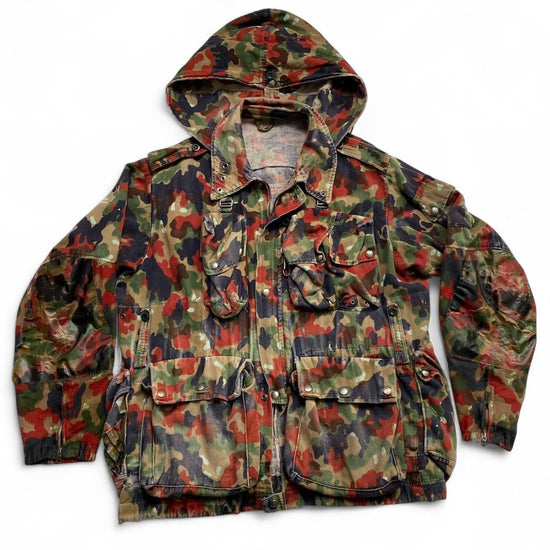 Swiss Army Camo M70 Camouflage Red Green and Brown Vintage Full Suit Jacket Trousers and Bag (XL)