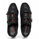 Prada Strap Leather Driving Loafer Shoes Black and Red Tab (UK 10)
