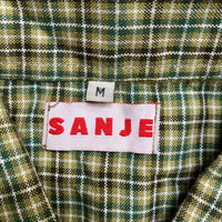 Sanje Fighting Flowers Embroidery Checked Plaid Shirt (M)