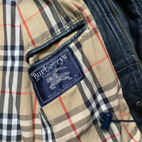 Burberry Burberrys Vintage Black Leather Trench Coat (XL)