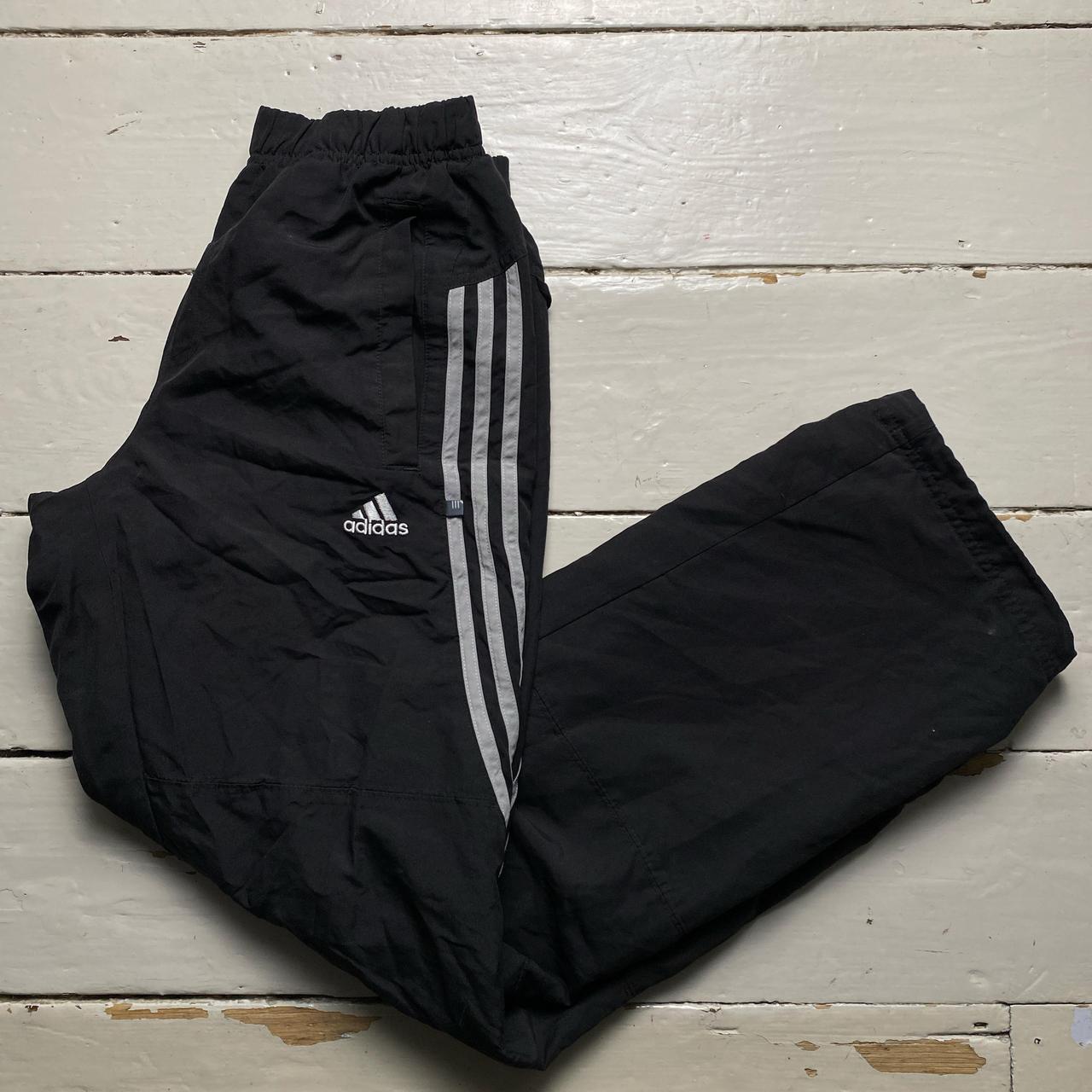 Adidas Black and Grey Shell Trackpant Baggy Bottoms