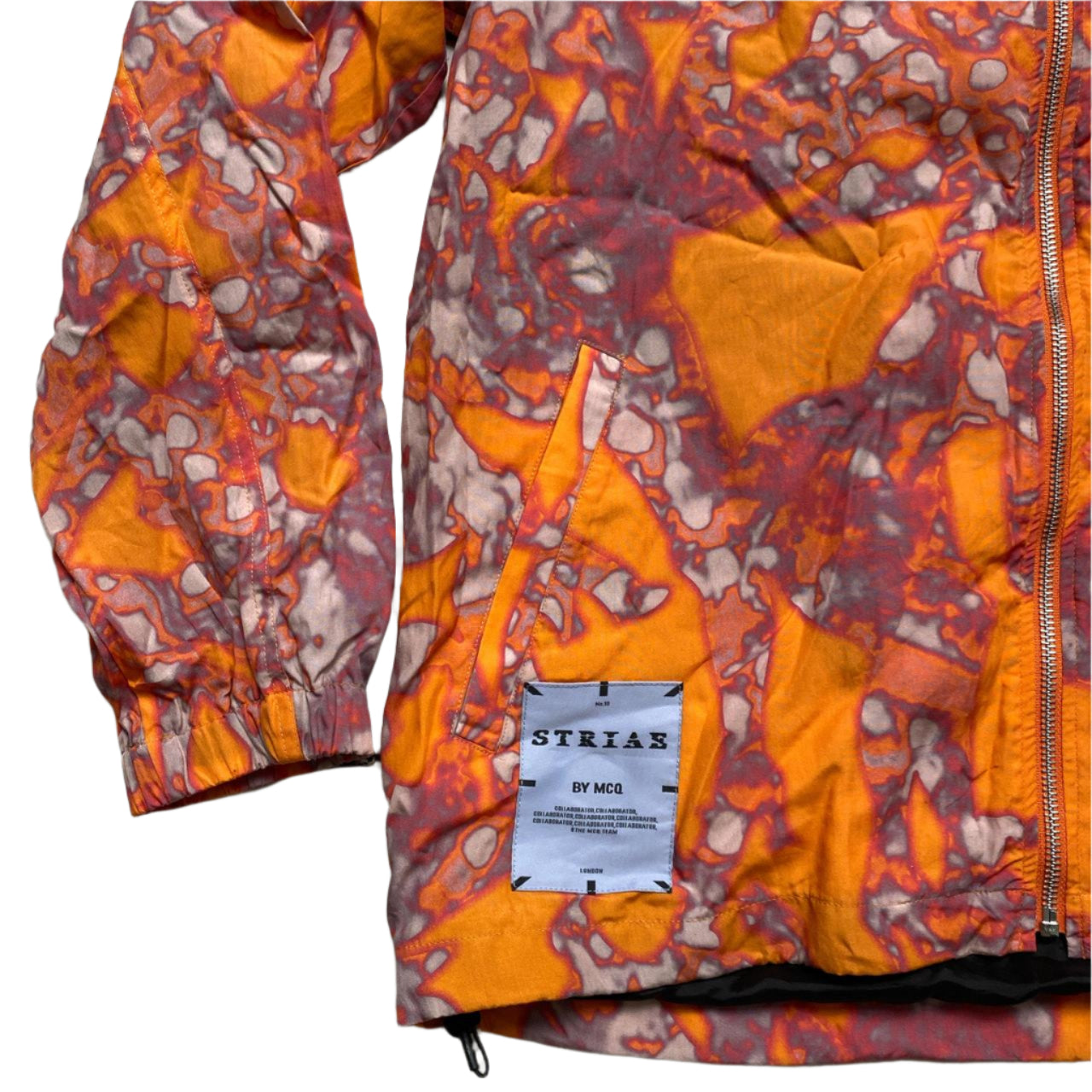 Striae by MCQ Alexander McQueen Orange and Pink Nylon Windbreaker Jacket (M)
