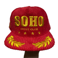 Soho Yacht Club Red and Gold Corduroy Velvet Snapback Cap