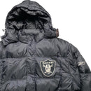 NFL Raiders Reebok Vintage Black Grey and White Puffer Jacket (XL)