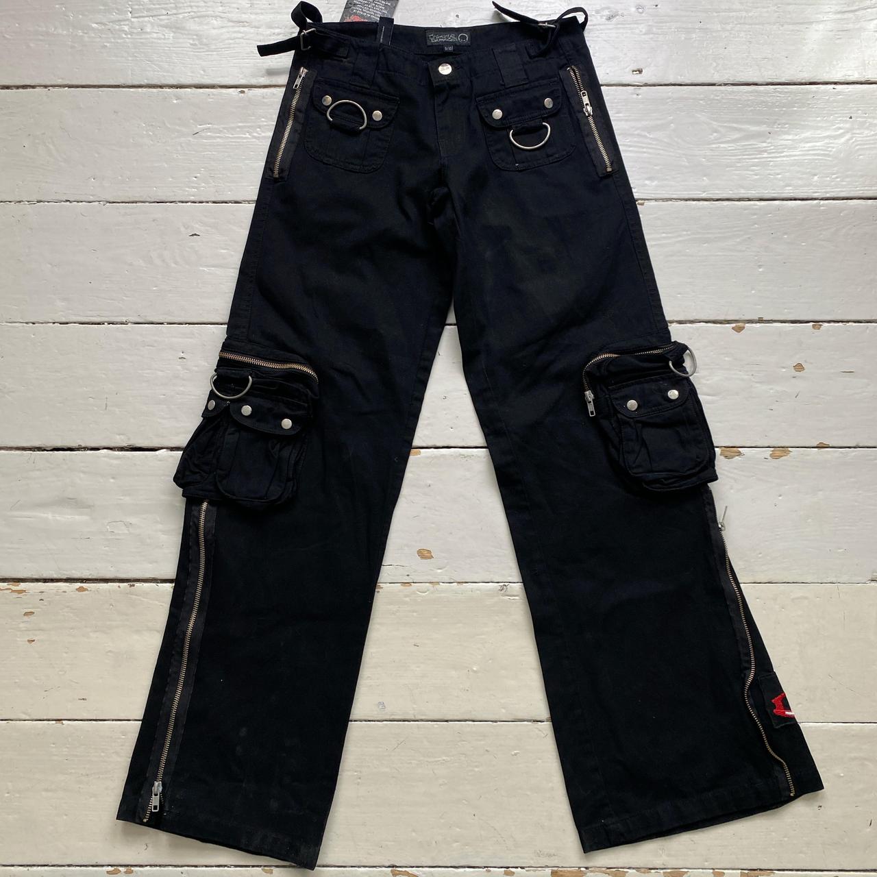 Criminal Damage Black Cargo Bondage Zip and Buckle Jeans