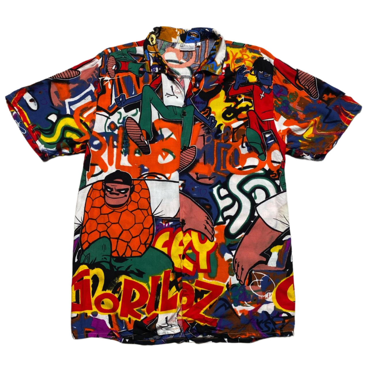 Gorilaz All Over Graffiti Print Short Sleeve Shirt (L)