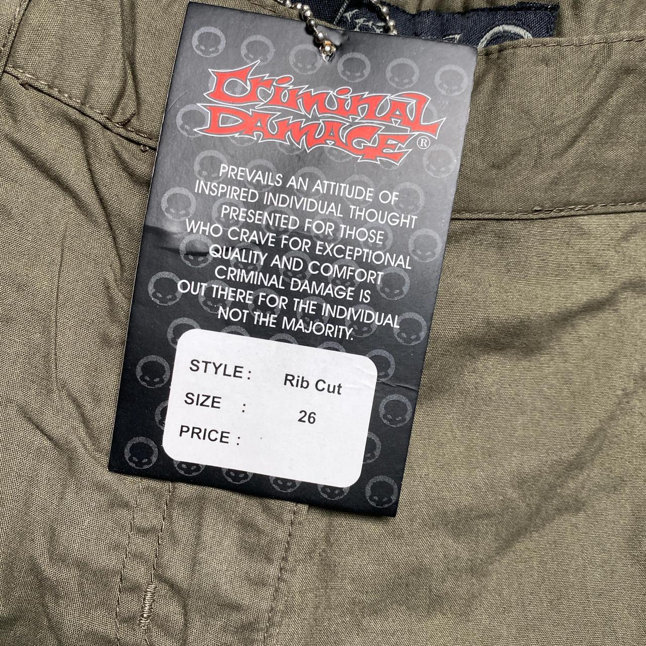 Criminal Damage Rib Cut Baggy Parachute Combat Slit Cargo Trousers Khaki Green and Orange (26W)