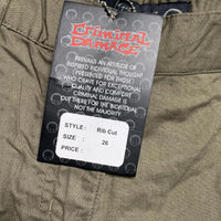 Criminal Damage Rib Cut Baggy Parachute Combat Slit Cargo Trousers Khaki Green and Orange (26W)