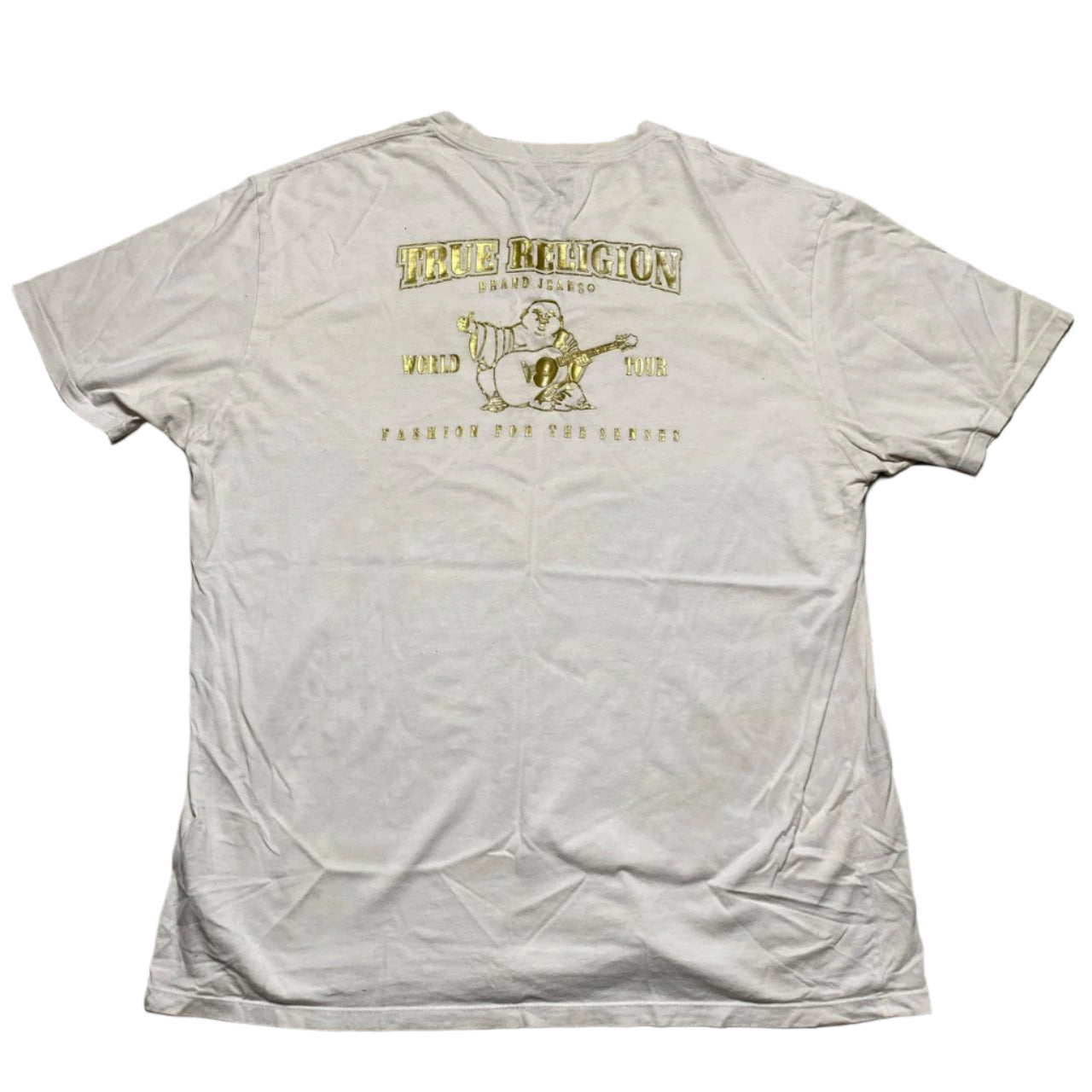 True Religion White and Gold T Shirt (2XL)