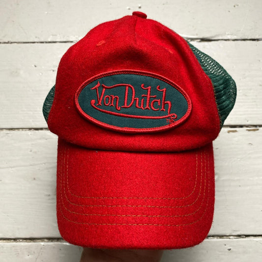 Von Dutch Red and Green Trucker Cap