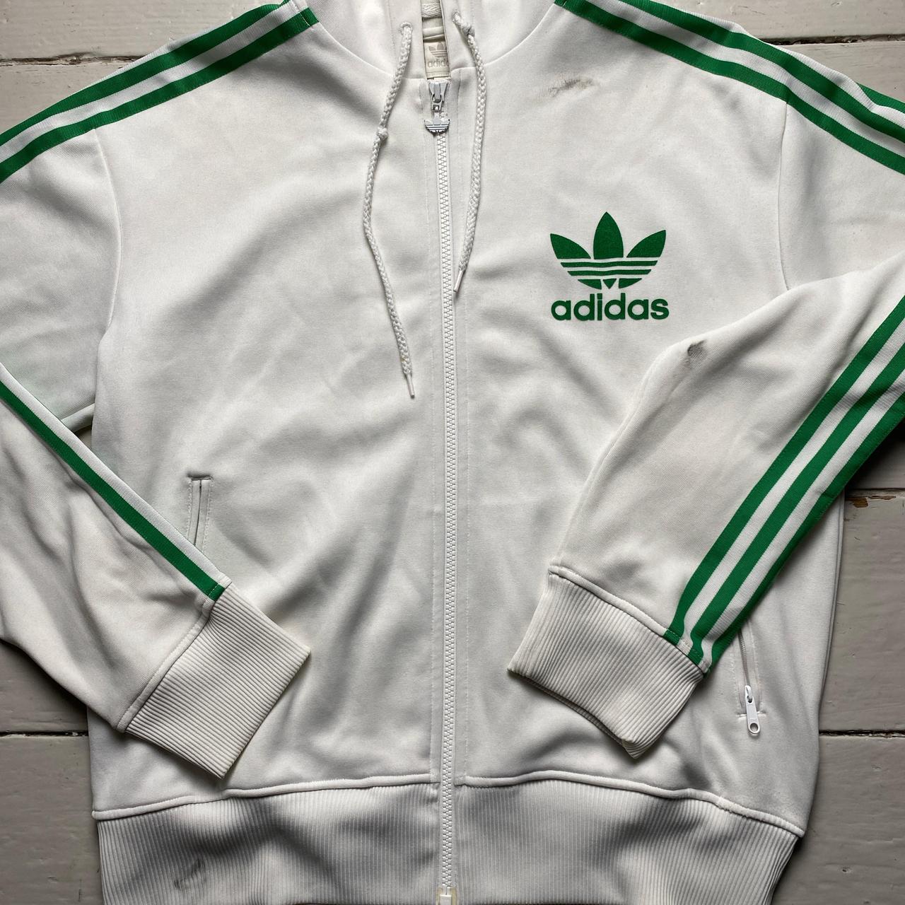 Adidas Originals White and Green Tracksuit Hoodie Jacket