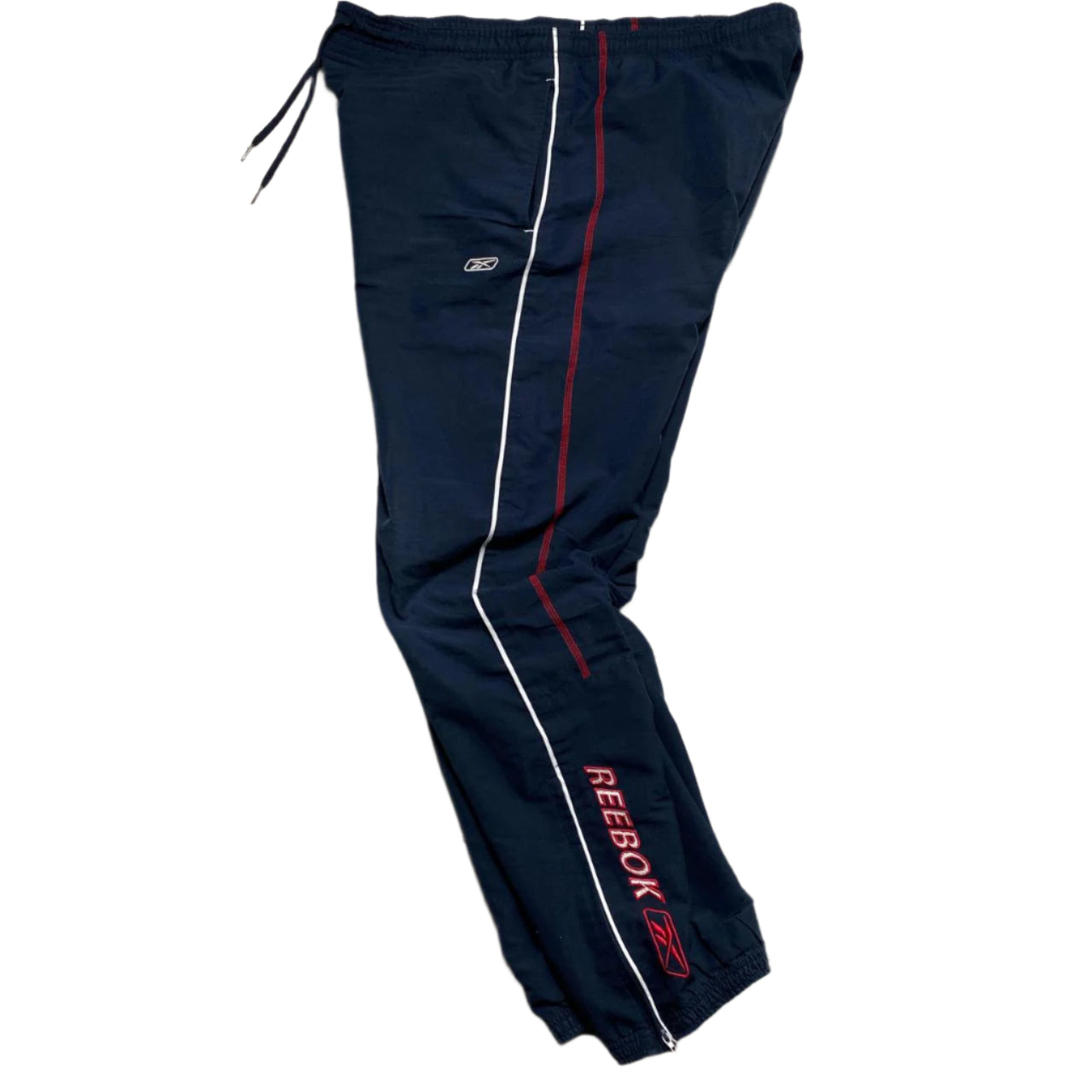 Reebok Navy Red and White Vintage y2k Baggy Trackpant Shell Bottoms (S)