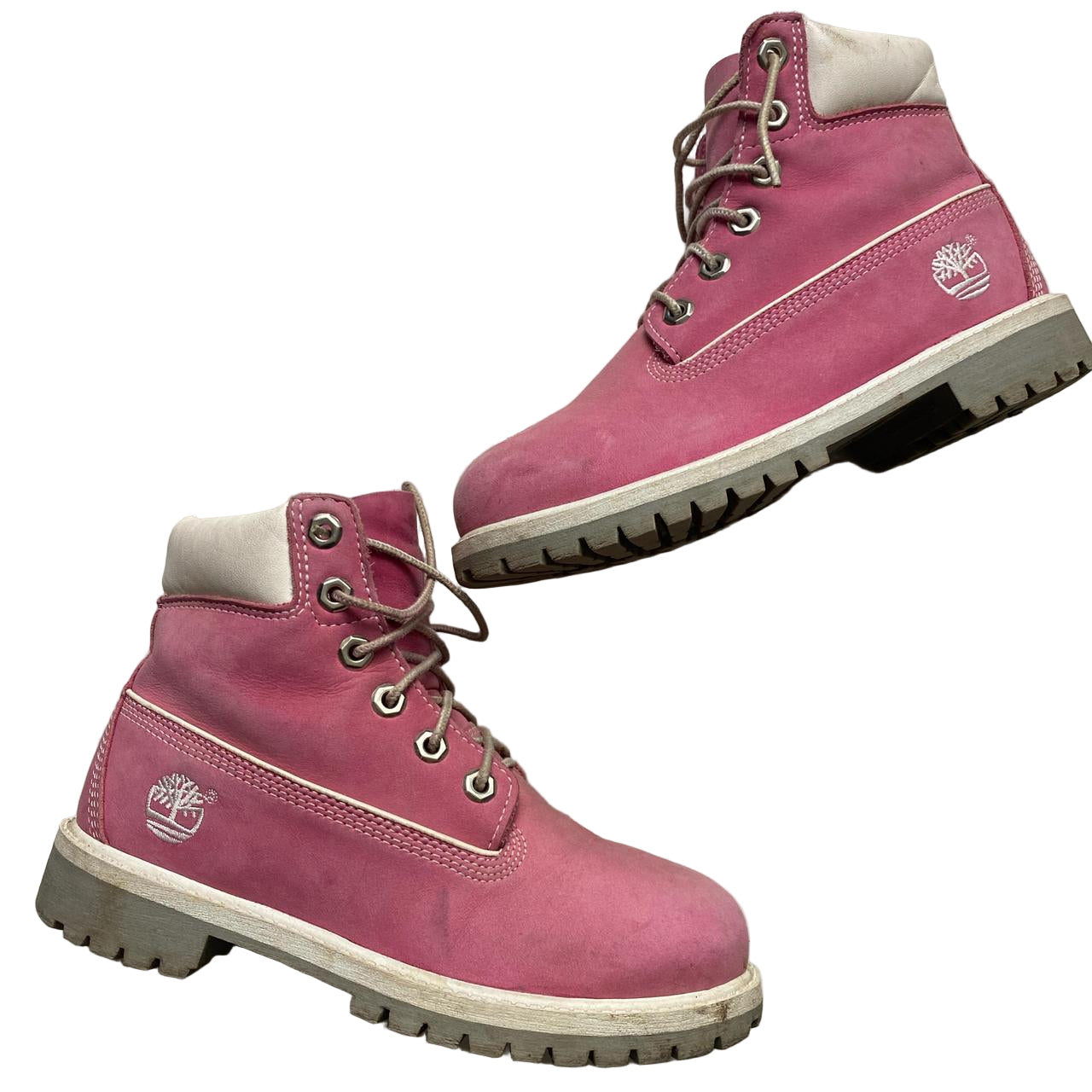 Timberland Pink Nubuck White and Grey High Boots (UK 3)