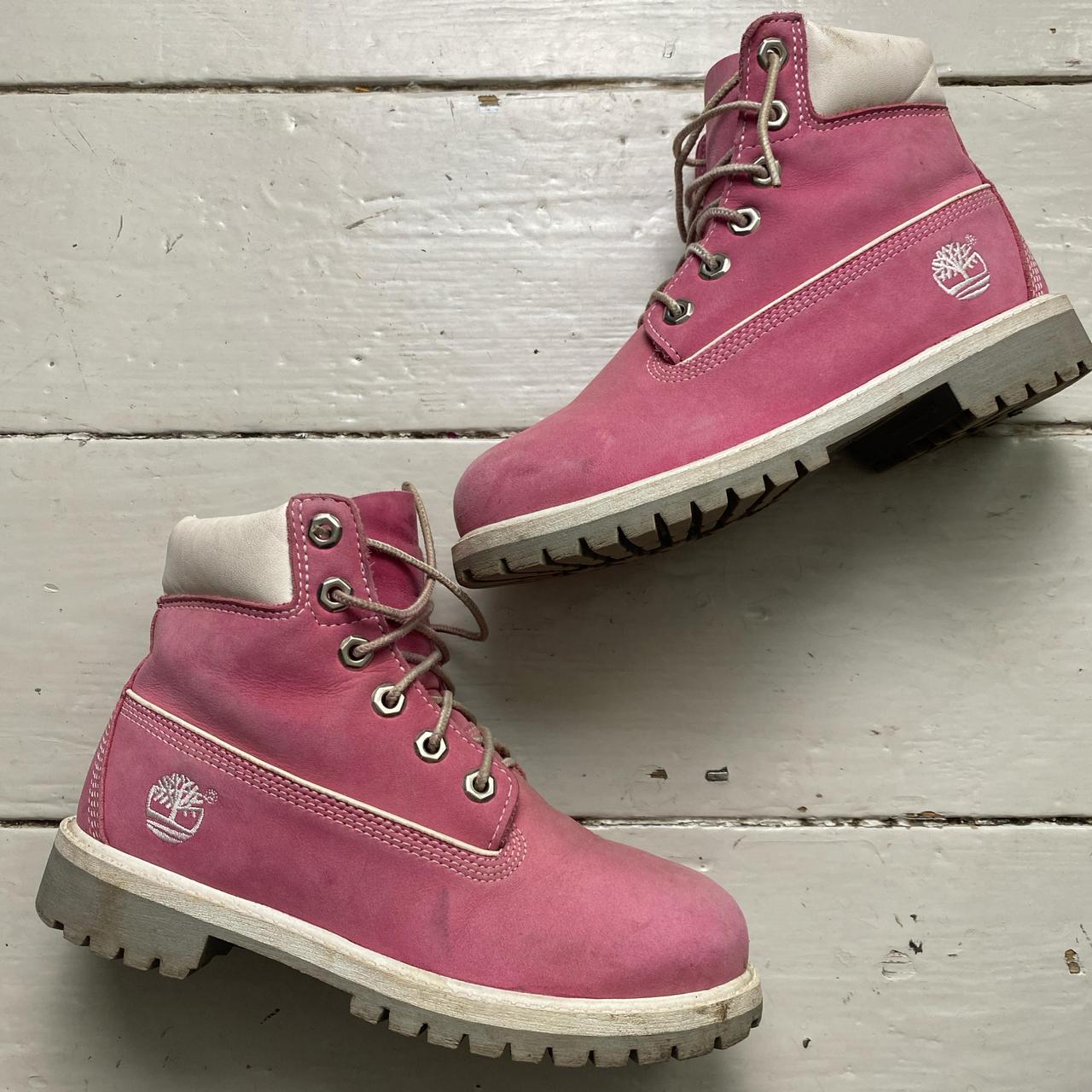 Timberland Pink Nubuck White and Grey High Boots