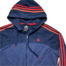Adidas Performance Essentials Navy Two Tone Red and Orange Stripes Hoodie (M)