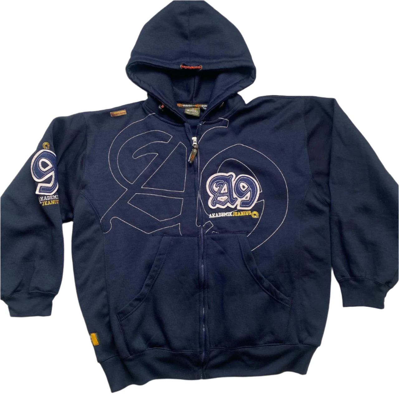 Akademiks A9 Vintage Navy and White Stitch Full Tracksuit (L)