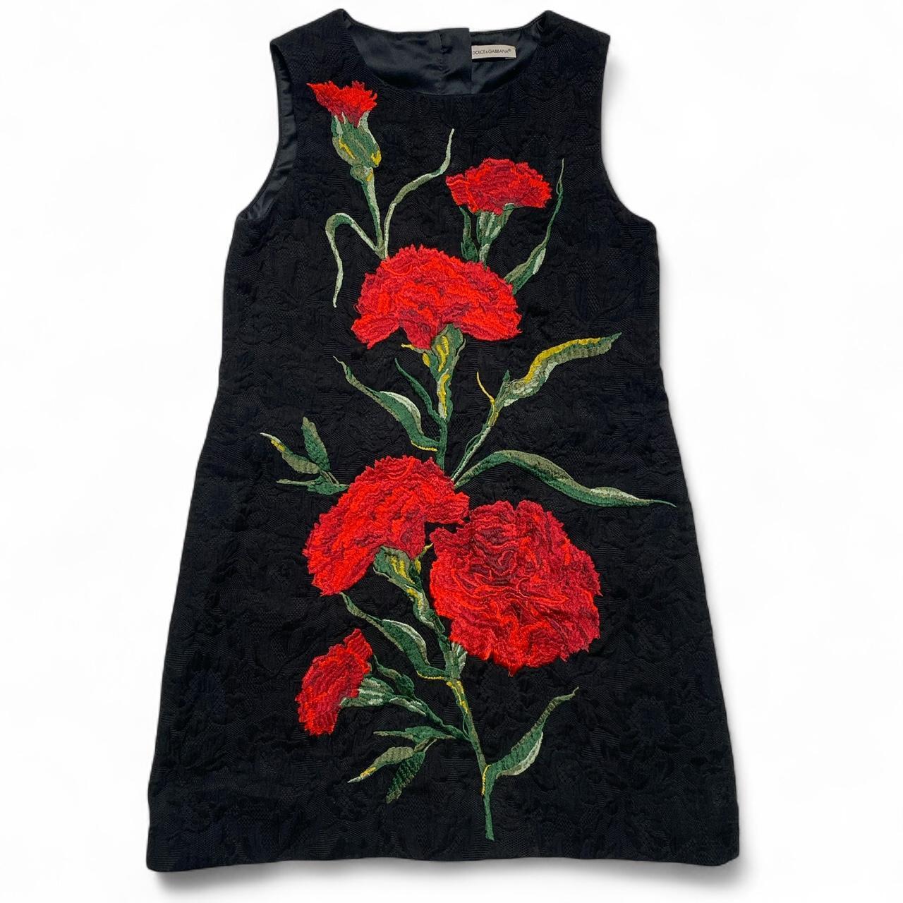 Dolce and Gabbana Brocade Carnation Vintage Floral Embroidered Silk Lace Mini Dress (S)