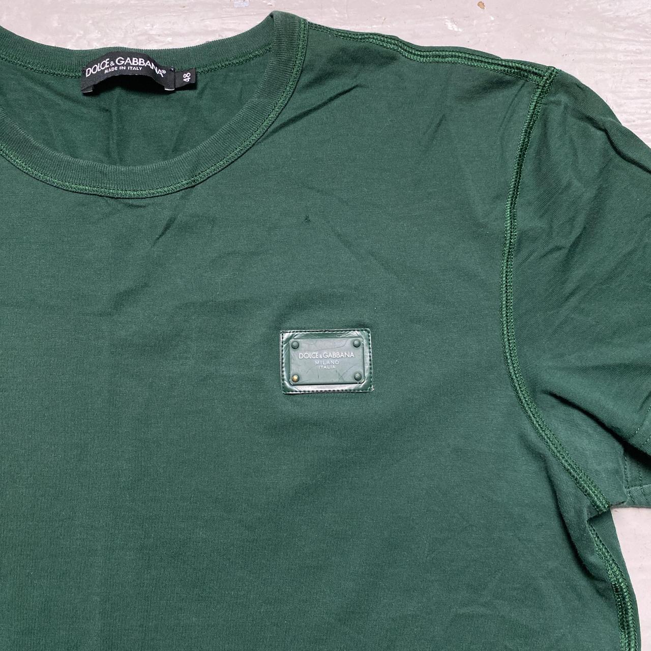 Dolce and Gabbana Plaque Reverse Weave Green T Shirt (M)