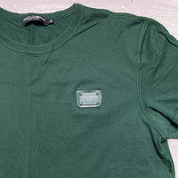 Dolce and Gabbana Plaque Reverse Weave Green T Shirt (M)