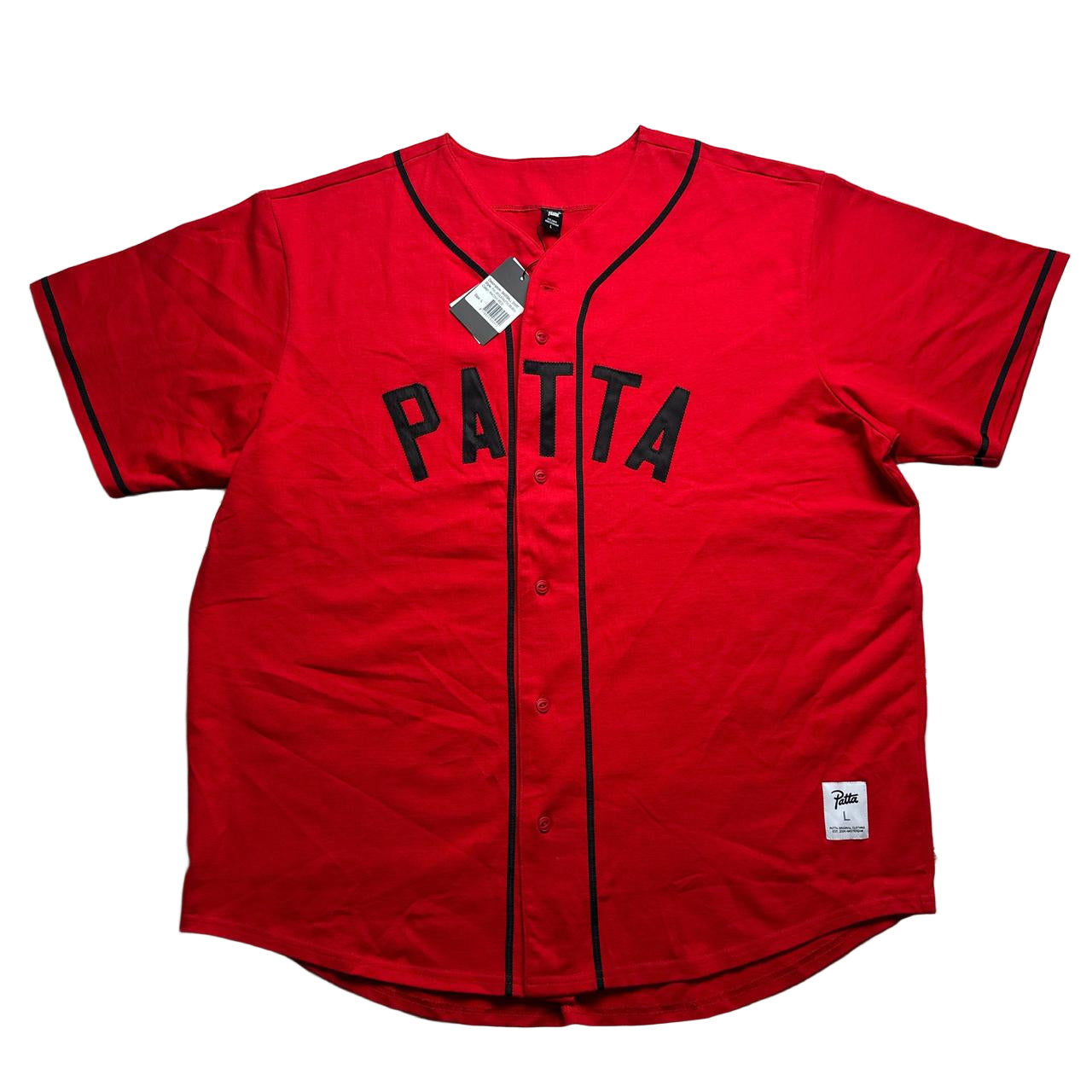 Patta Baseball Short Sleeve Shirt Red and Black (L)