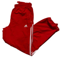 Adidas Red and White Stripes Shell Baggy Trackpant Bottoms (M)