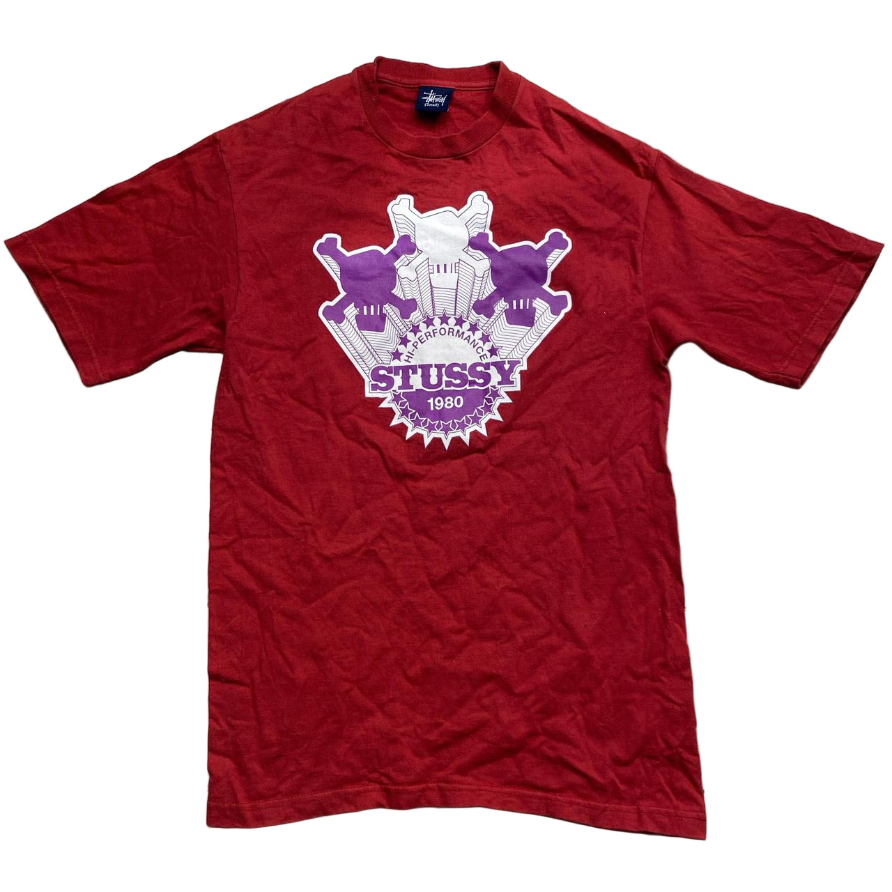 Stussy Red White and Purple Skulls T Shirt (S)