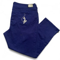 Baby Phat Vintage Baggy Wide Leg Navy and Silver Embroidery Jeans (42W)