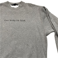 French Connection Vintage y2k Too Busy To FCUK Grey and Black Jumper (L)