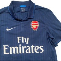 Arsenal Nike Fly Emirates Navy 2010 2011 Polo Pin Stripe Football Jersey (S)